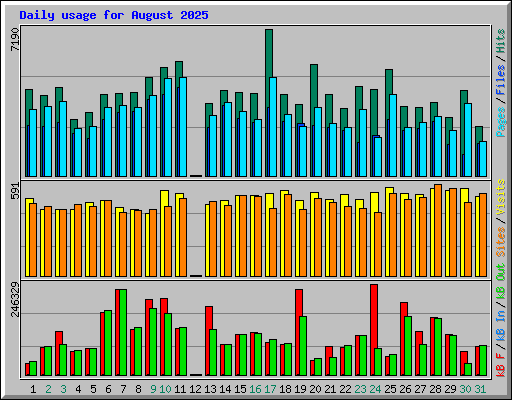 Daily usage for August 2025